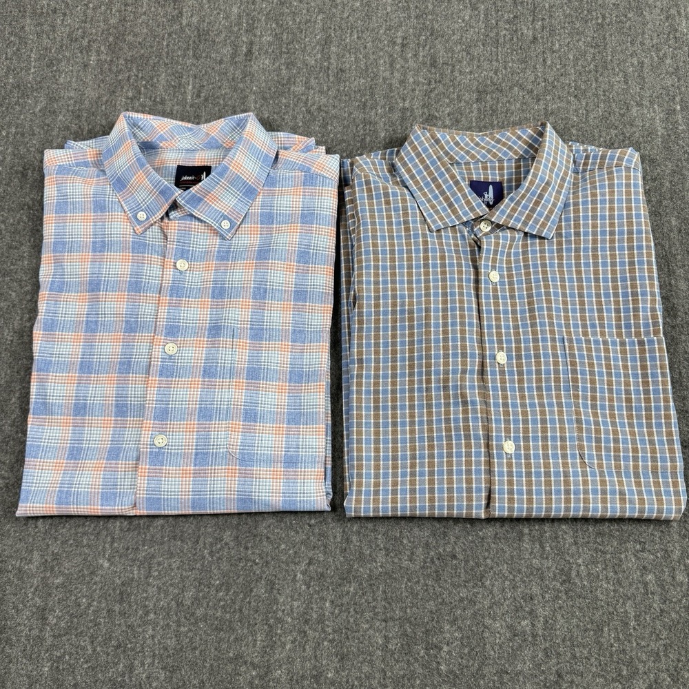 Johnnie-O Men's Large Lot of 2 Plaid Performance Shirts L long sleeve